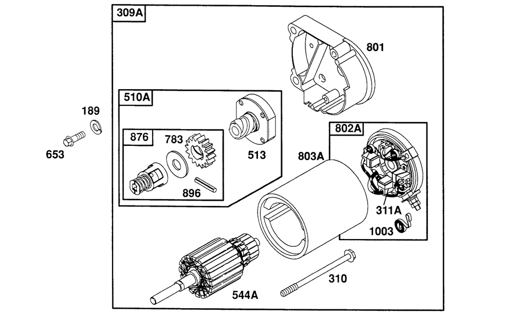 Electric Starter 1 Diagram and Parts List for 402777-1273-XX  Briggs and Stratton Engine